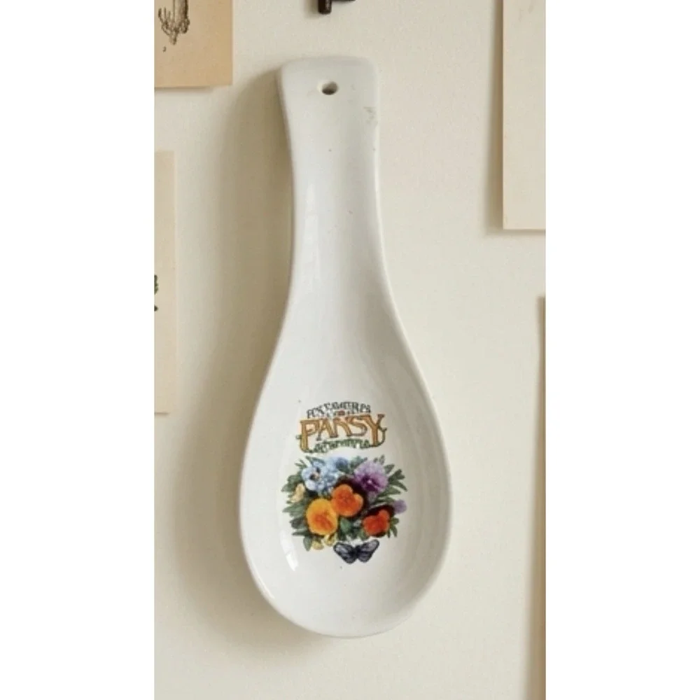 Vintage Doc's Imperial Pansy Brand Ceramic Spoon Rest / Wall Decor Cottagecore